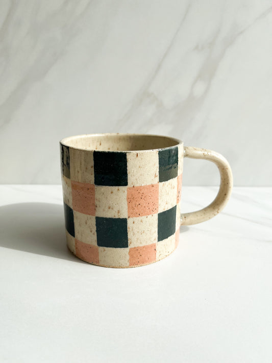 Pink/green Checker Mug